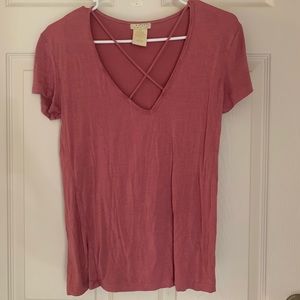 V neck pink top